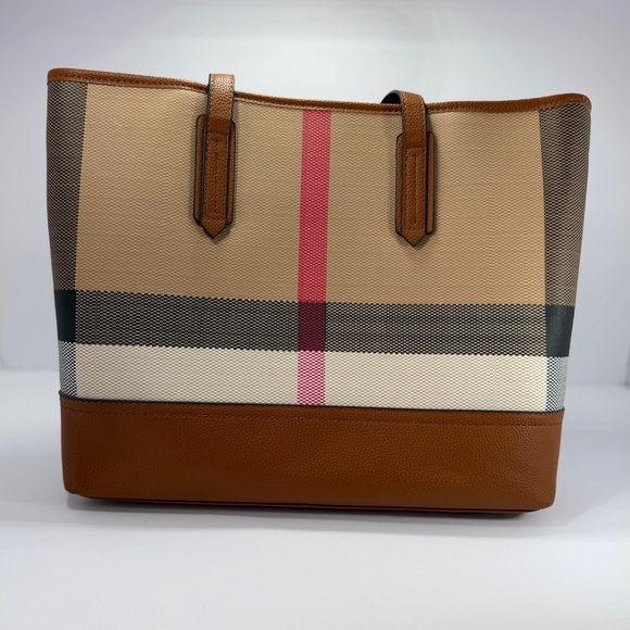 2 piece tote bags!  Stylish Tan and Pink Checkered - Picture 3 of 11